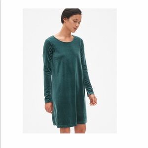 long sleeve velvet swing dress